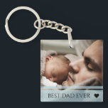Best Dad Ever Modern Custom Photo Keychain<br><div class="desc">"Best Dad Ever" and your photo on front with your own personalised message on the back.</div>