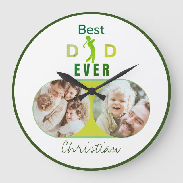 Best Dad Ever Modern Family Photo Fathers Day Large Clock (Front)