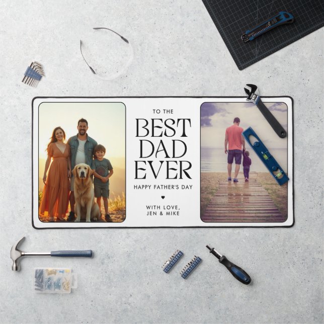 Best Dad Ever Modern Father's Day 2 Photo Desk Mat (Workstation)