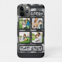 Best Dad Ever Modern Grey Family Photo Collage 