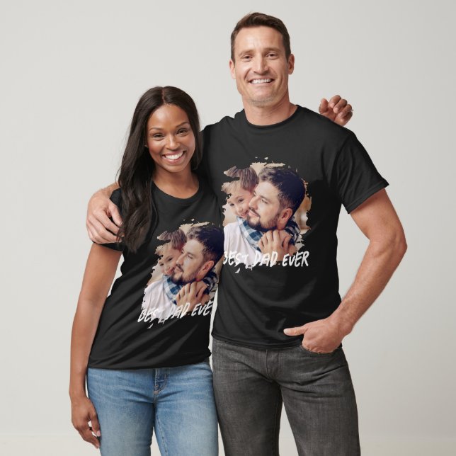 Best Dad Ever Modern Grunge Custom Photo T-Shirt (Unisex)
