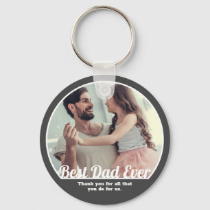 Best Dad Ever Modern Message and Photo Keepsake Keychain