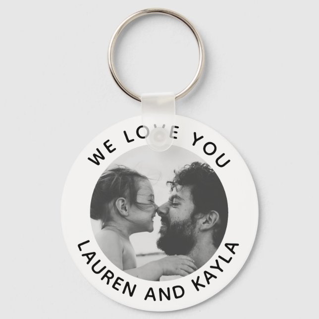 Best Dad Ever | Modern Minimal Photo Father Cool Keychain (Front)