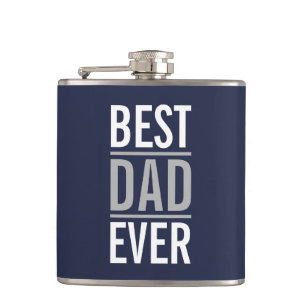 Best Dad Ever Modern Navy Blue Flask