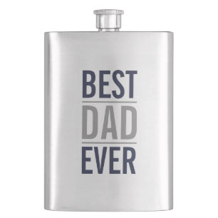 Best Dad Ever Modern Navy Blue Hip Flask