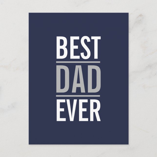 Best Dad Ever | Modern Navy Blue Postcard (Front)