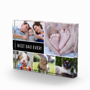 Best Dad Ever Modern Photo Collage  Block