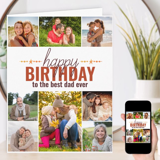 Best Dad Ever Modern Photo Collage Happy Birthday Card (Creator Uploaded)
