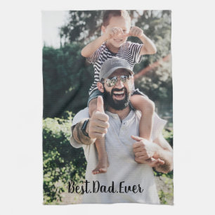 Best Dad Ever Modern Photo Collage Kitchen Towel