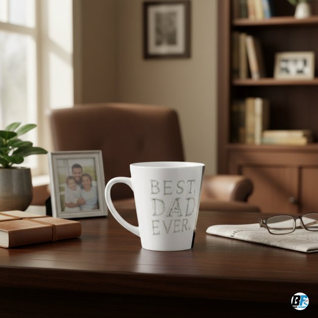 Best Dad Ever Modern Photo  Father's Day Latte Mug (Creator Uploaded)