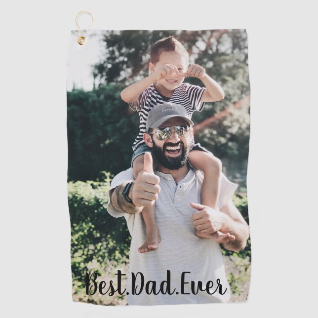 Best Dad Ever Modern Photo  Golf Towel (Front)