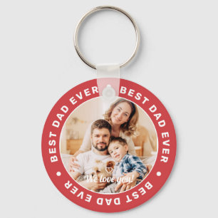 Best Dad Ever Modern Simple Custom Photo Keychain