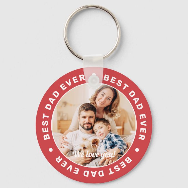 Best Dad Ever Modern Simple Custom Photo Keychain (Front)
