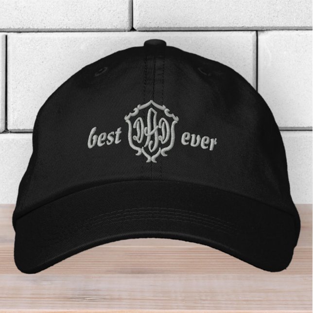 Best Dad Ever Modern Simple Monogram Embroidered Hat (Creator Uploaded)