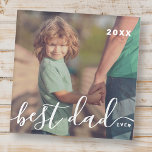 Best Dad Ever Modern Simple Playful Script Photo Glass Coaster<br><div class="desc">Design is composed of modern and playful script typography. Add family photo.</div>