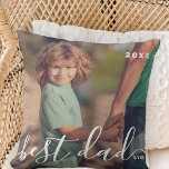 Best Dad Ever Modern Simple Playful Script Photo Throw Pillow<br><div class="desc">Design is composed of modern and playful script typography. Add family photo.</div>