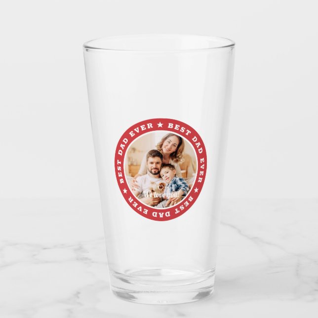 Best Dad Ever Modern Star Custom Photo Glass (Front)