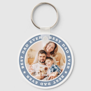 Best Dad Ever Modern Star Custom Photo Keychain