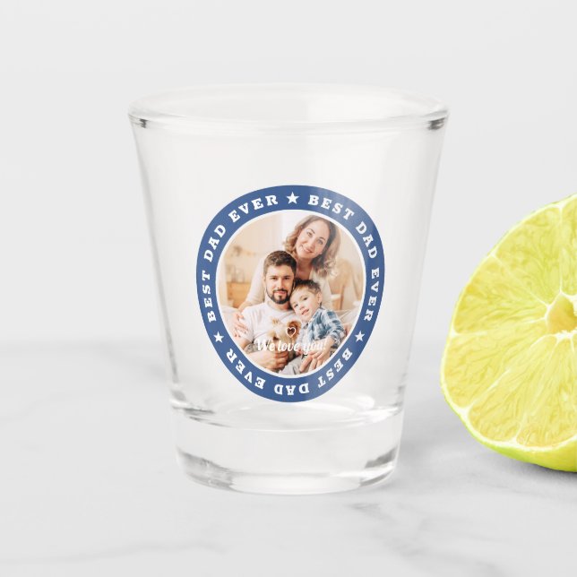 Best Dad Ever Modern Star Custom Photo Shot Glass (Front)