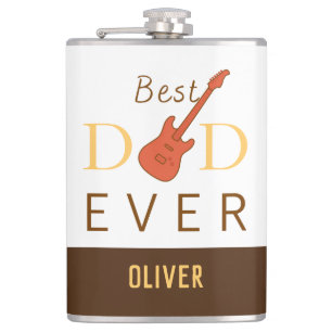 Best Dad Ever Music Guitar Cool Modern Fathers Day Hip Flask