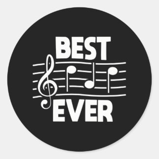Best Dad Ever Music Notes Daddy Musician Father's Classic Round Sticker