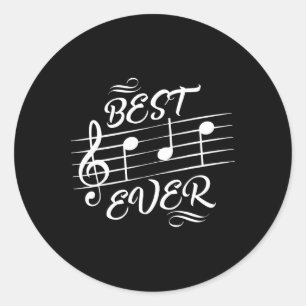 Best Dad Ever Music Notes Musician Fathers Day  Classic Round Sticker