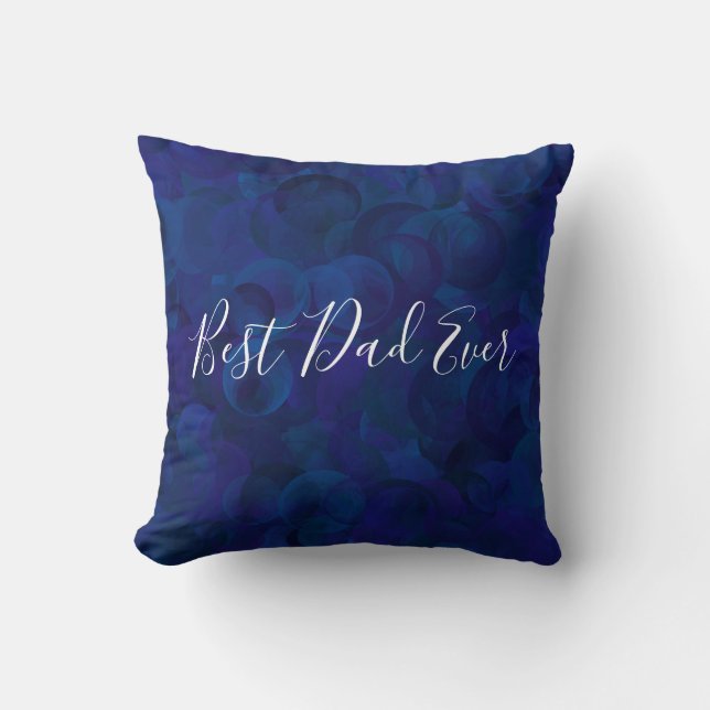 Best Dad Ever Navy Blue Personalized Throw Pillow (Front)