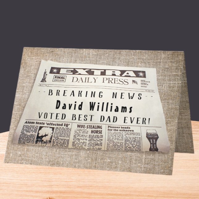 Best Dad Ever Newspaper Headline Father's Day Card (Creator Uploaded)