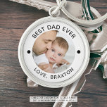 BEST DAD EVER One Photo Personalized Custom Keychain<br><div class="desc">Easily create a personalized photo keychain for a special father with the editable title BEST DAD EVER and your custom text in your choice of colours. Makes a keepsake gift for his birthday, Father's Day or for a holiday. ASSISTANCE: For help with design modification or personalization, colour change or transferring...</div>