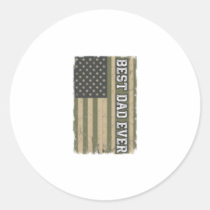 Best Dad Ever Patriotic Flag Vintage Father Shirt_ Classic Round Sticker