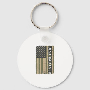 Best Dad Ever Patriotic Flag Vintage Father Shirt_ Keychain