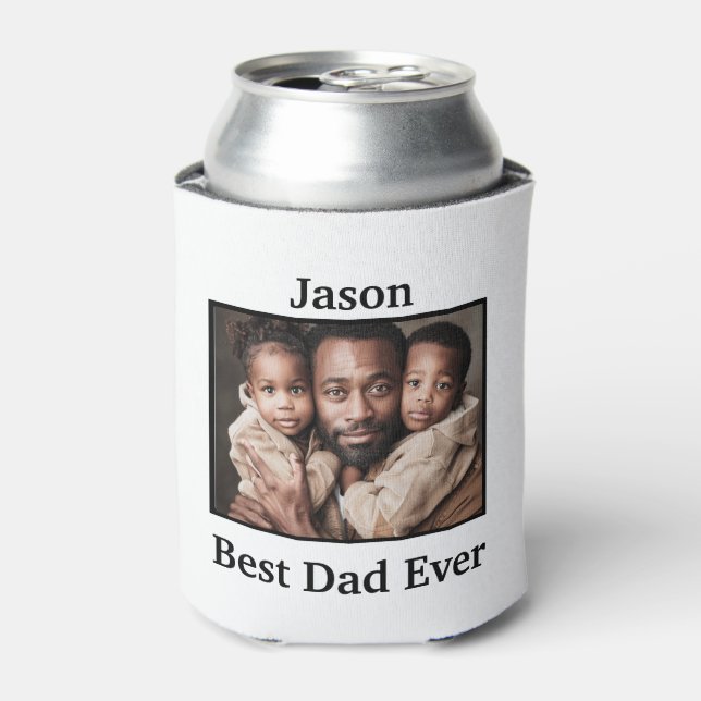 Best Dad Ever Personalize African American Can Cooler (Can Front)