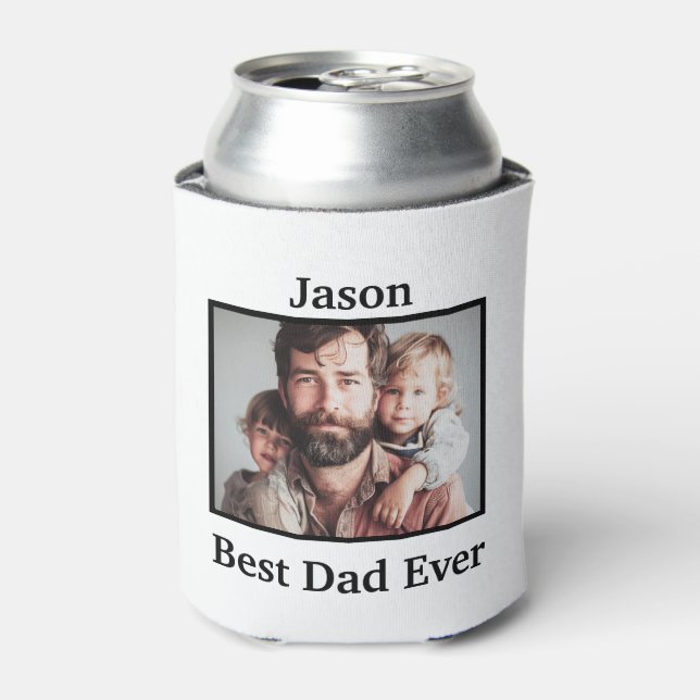 Best Dad Ever Personalize Caucasian American Can Cooler (Can Front)
