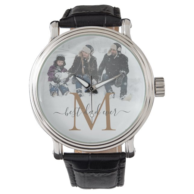 Best Dad Ever, Personalize Your Name, Photo Watch (Front)