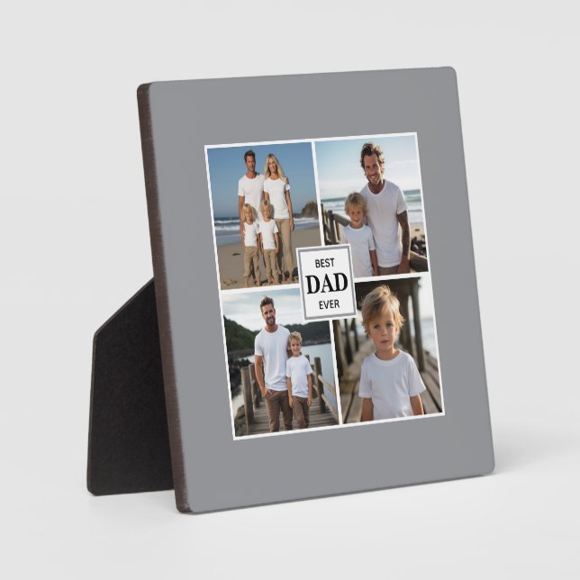 Best dad ever personalized 4 photo template plaque (Front)