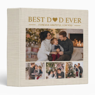 Best Dad Ever Personalized Beige Linen Photo Album Binder