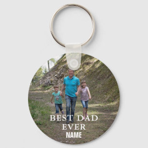 Best Dad Ever Personalized Button Keychain