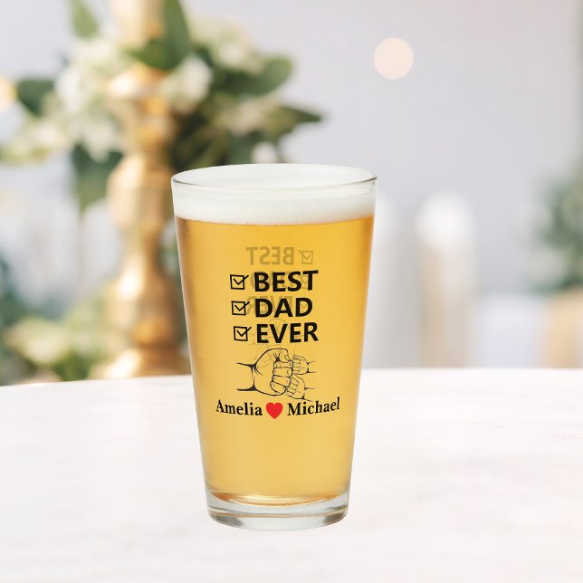 Best Dad Ever Personalized Glass Cup (Creator Uploaded)