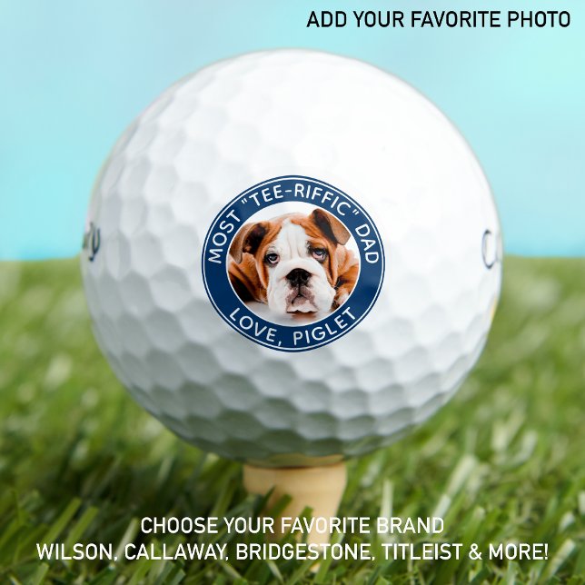 Best Dad Ever Personalized Golfer Pet Dog Photo  Golf Balls (Creator Uploaded)