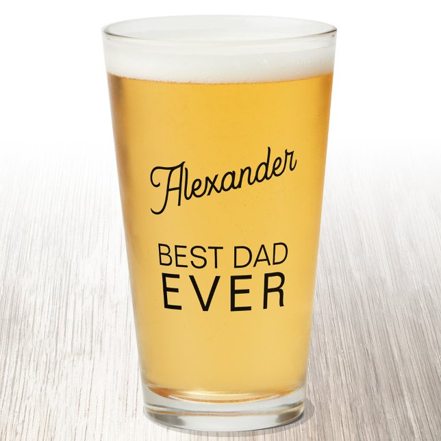 Best Dad Ever Personalized Name Beer Glass (Personalized name Best Dad Ever beer glass)