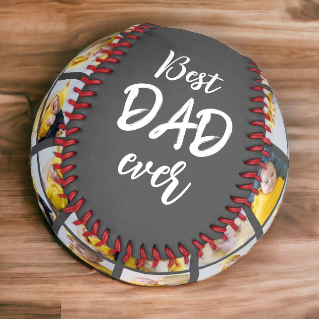 Best Dad Ever Personalized Photo Collage and Text Baseball (Creator Uploaded)
