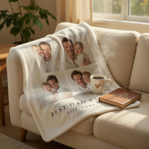 Best Dad Ever Personalized Photo   Custom  Sherpa Blanket