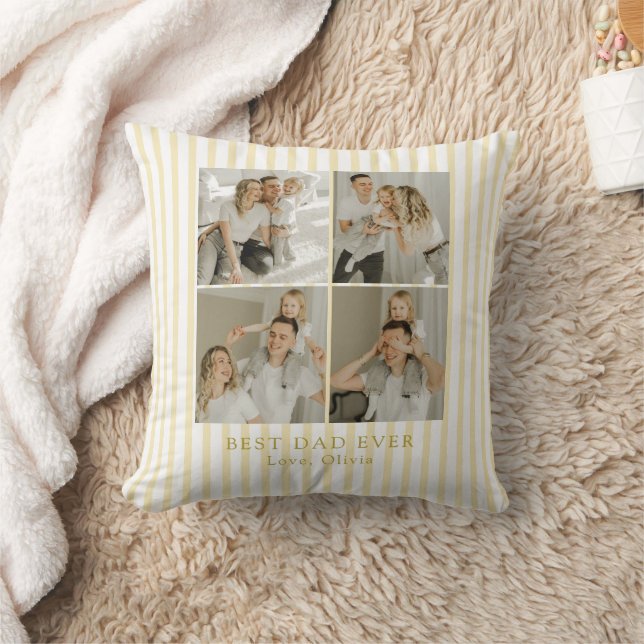 Best Dad Ever Personalized Photo | Custom Throw Pillow (Blanket)