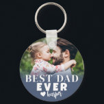 Best Dad Ever Personalized Photo Keychain<br><div class="desc">Best Dad Ever Personalized Photo Keychain. This personalized “Best Dad Ever” keychain is a meaningful keepsake designed to celebrate Dad wherever he goes. The design features a bold blue gradient that adds a modern, polished look while highlighting the typography. “Best Dad Ever” is displayed prominently, with the option to change...</div>