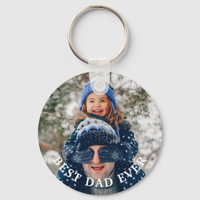 Best Dad Ever Personalized Photo Keychain (Front)