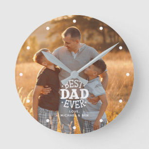 "Best Dad Ever" Personalized Photo Round Clock