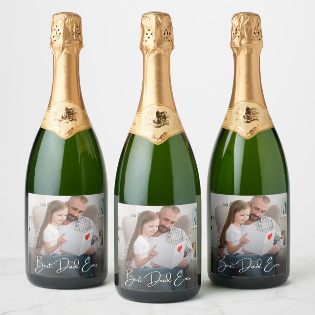 Best Dad Ever Personalized Photo Sparkling Wine Label (Bottles)