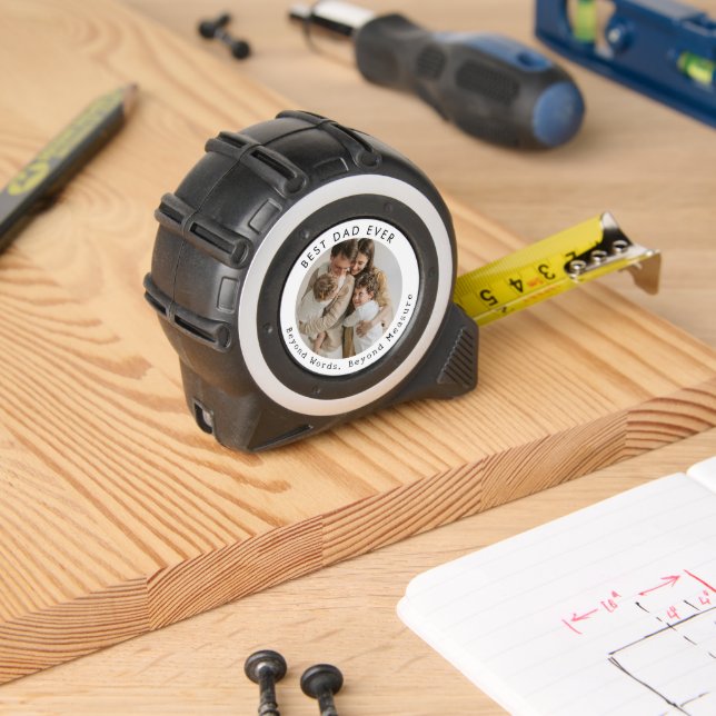 Best DAD Ever Personalized Photo Tape Measure 1 (Woodwork)