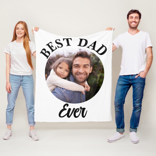 Best Dad Ever Personalized Photo Template Fleece Blanket (In Situ)