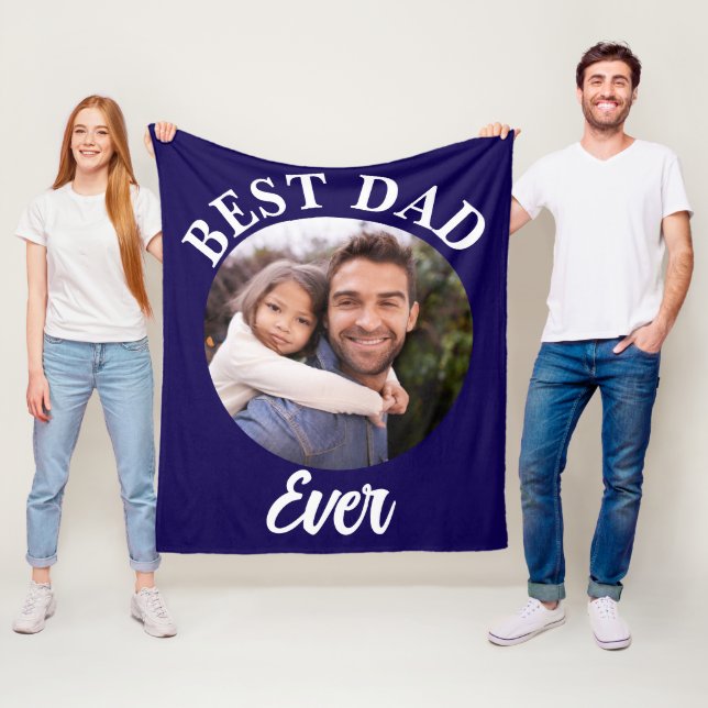 Best Dad Ever Personalized Photo Template Fleece Blanket (In Situ)